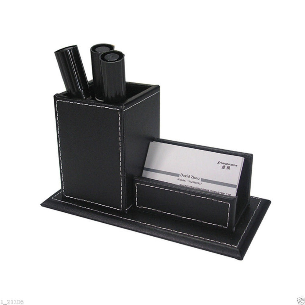 4-Piece Set Leather Desk Organizer