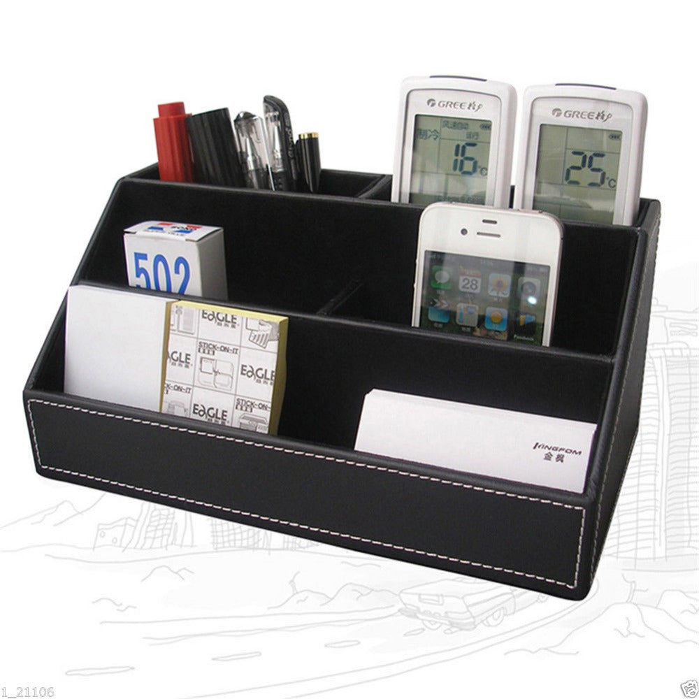 4-Piece Set Leather Desk Organizer
